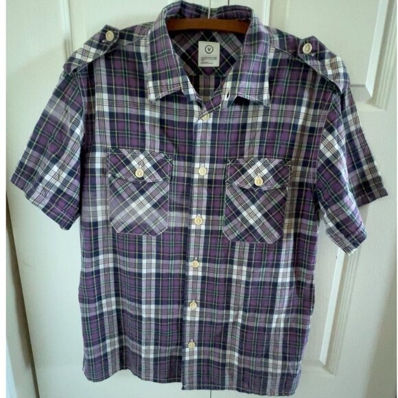❗🅂🄾🄻🄳❗VISVIM Men's Short Sleeve Check Shirt with Epaulettes and Deerskin Tab - Picture 1 of 1